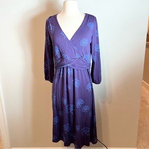 Boden floral purple dress size 8 long sleeve